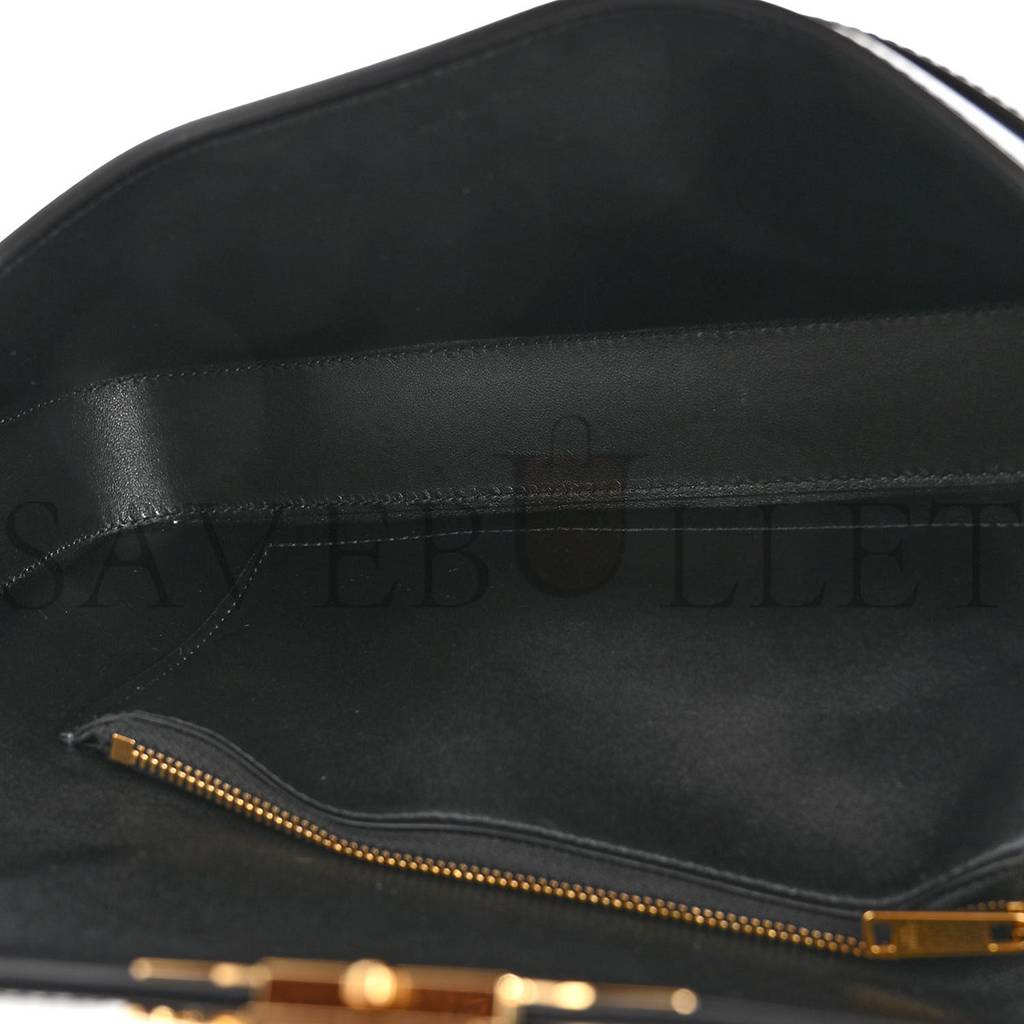 Ce**e shiny calfskin triomphe chain bag black (30*13*4cm)
