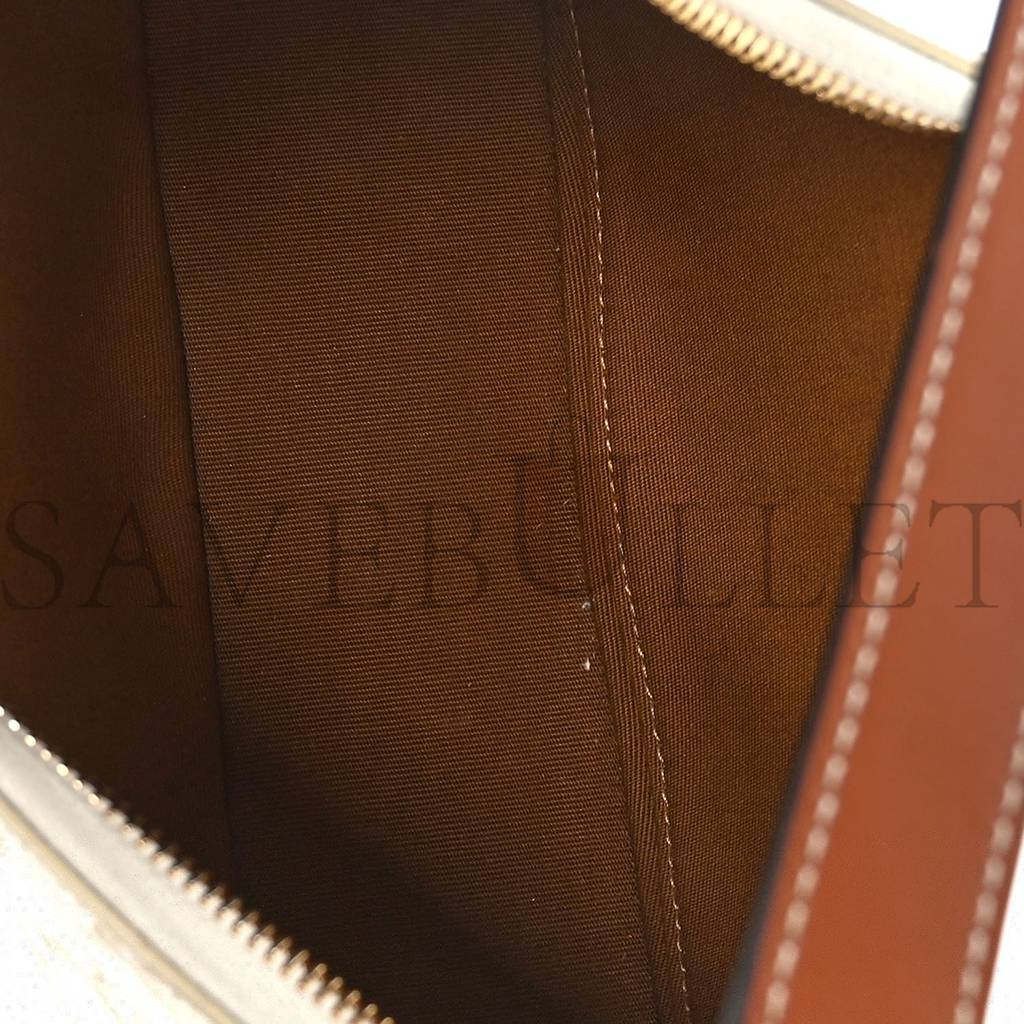 Ce**e canvas calfskin ava triomphe shoulder bag white (24*13*7cm)