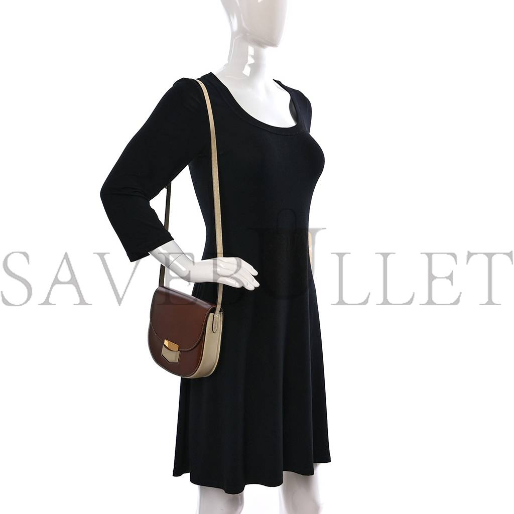 Ce**e glazed calfskin small bi-color trotteur chestnut (18*17*4cm)