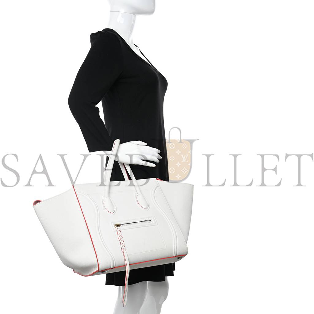 Ce**e grained calfskin medium phantom luggage white (30*29*24cm)