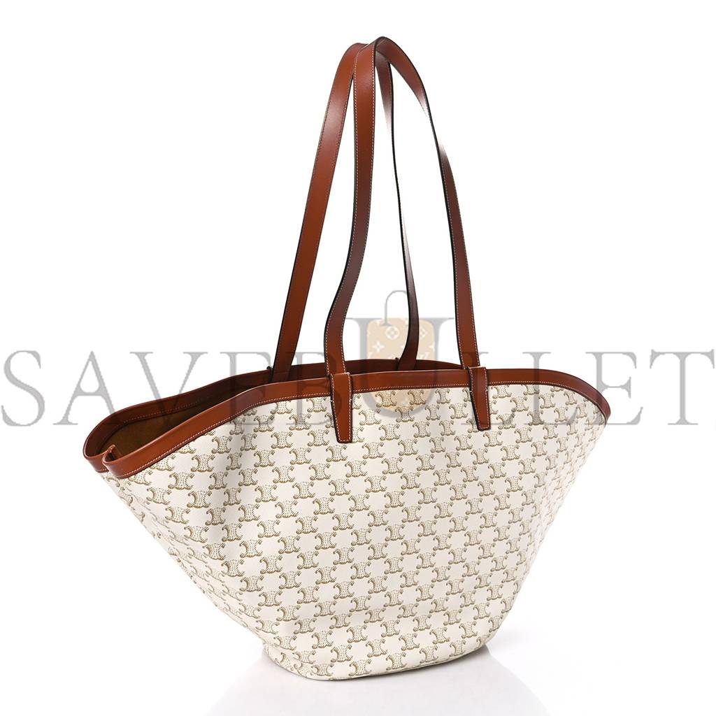 Ce**e calfskin canvas triomphe large couffin white (31*23*20cm)