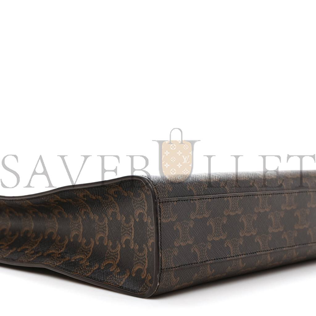 Ce**e triomphe canvas calfskin small vertical cabas tan (32*29*8cm)