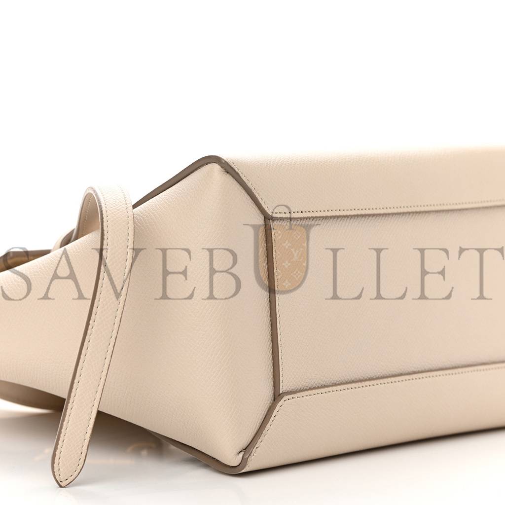 Ce**e grained calfskin micro belt bag light taupe (24*22*13cm)
