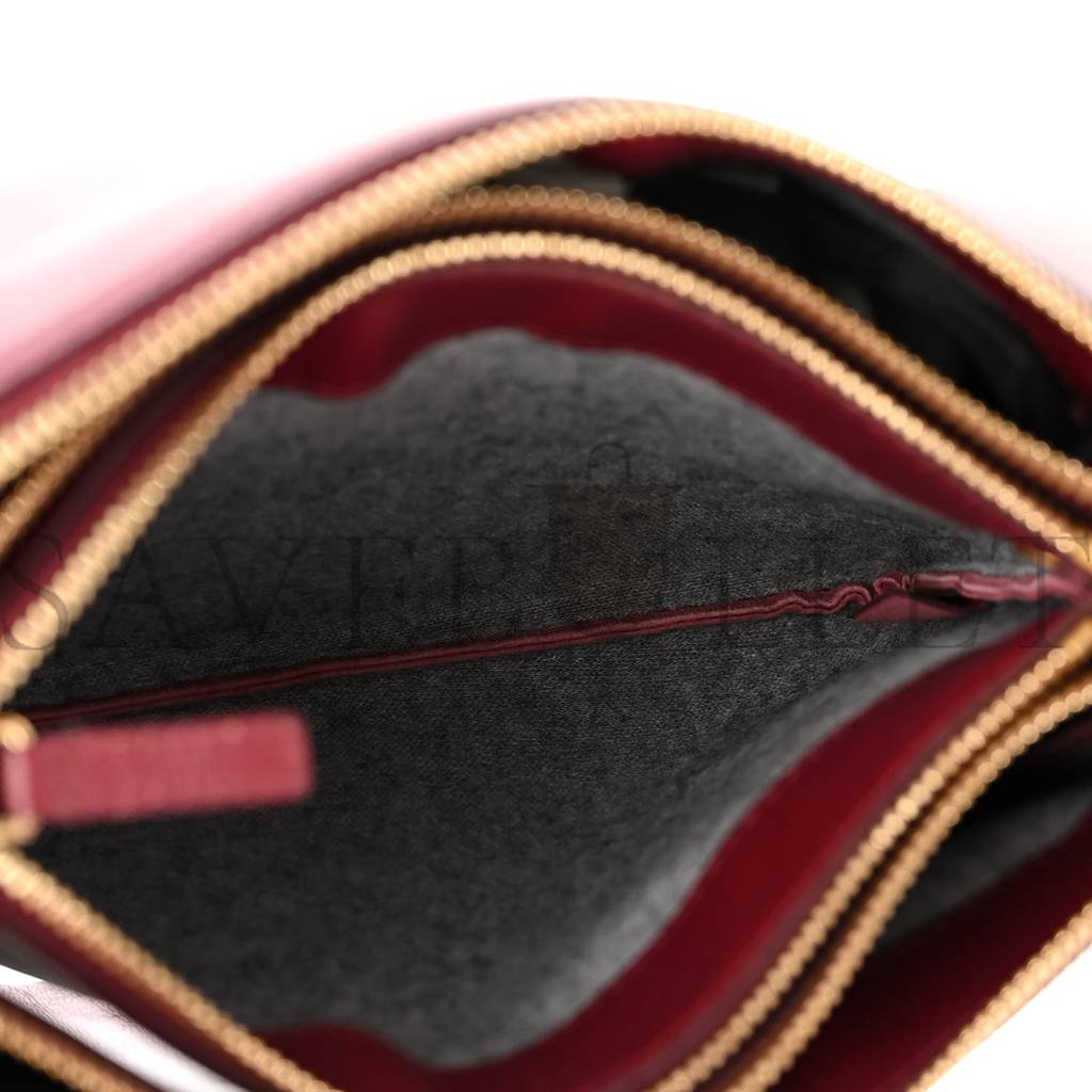 Ce**e smooth lambskin small trio crossbody bag burgundy (22*15*4cm)