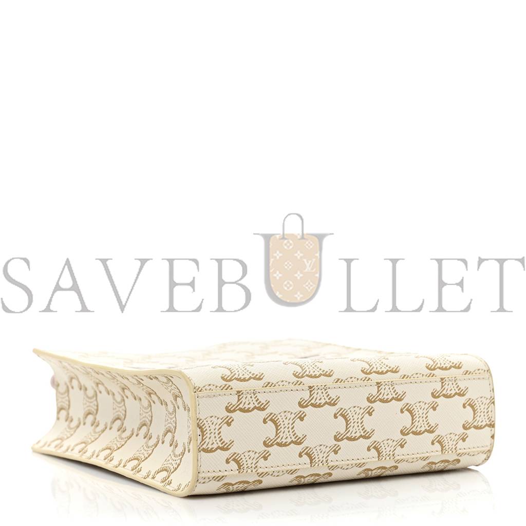 Ce**e triomphe canvas calfskin mini vertical cabas white (23*15*15cm)