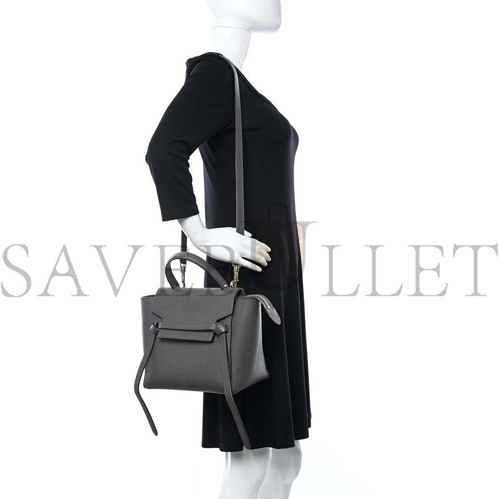 Ce**e baby grained calfskin micro belt bag grey (23*21*13cm)