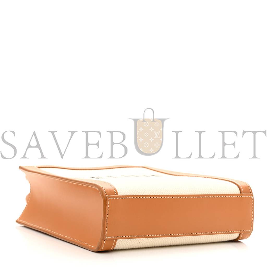 Ce**e canvas calfskin mini vertical cabas natural tan (20*17*6cm)