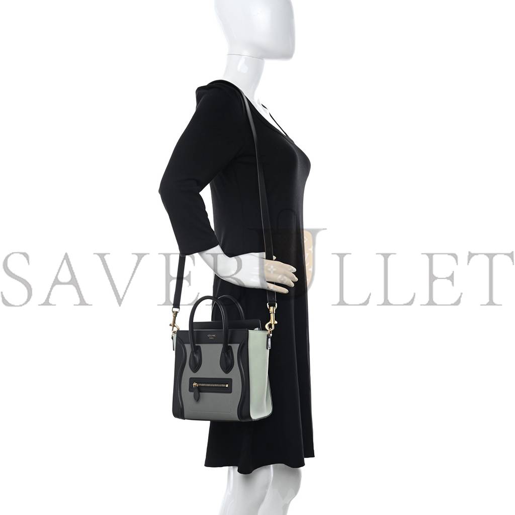 Ce**e baby grained calfskin nano tri-color luggage zinc almond (20*19*10cm)