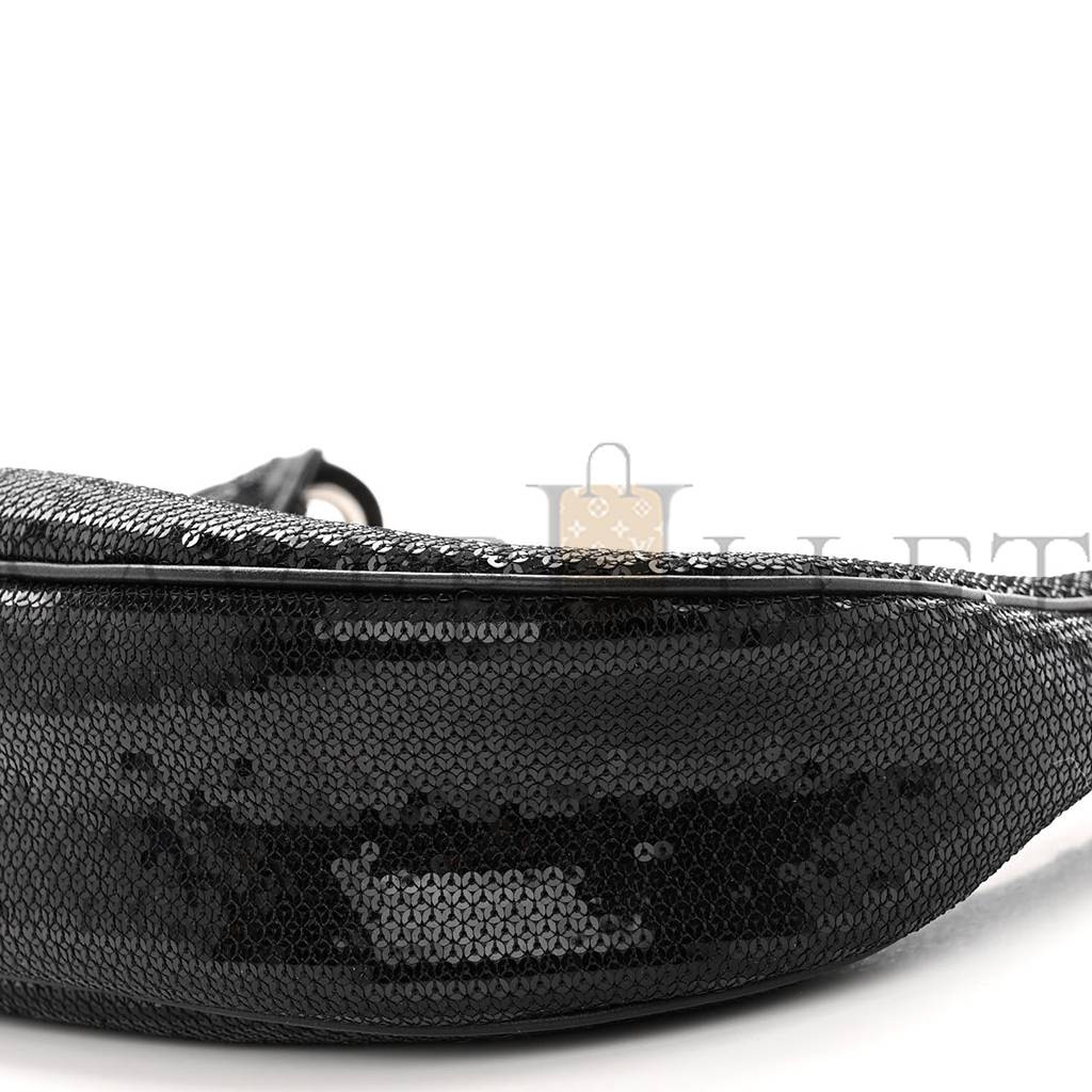 Ce**e sequin medium chain ava shoulder bag black (25*20*8cm)