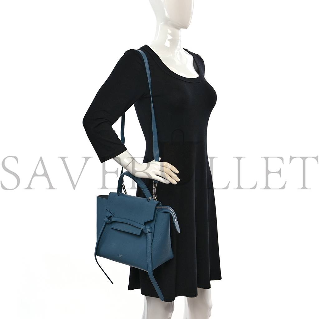 Ce**e grained calfskin mini belt bag slate blue (23*22*15cm)