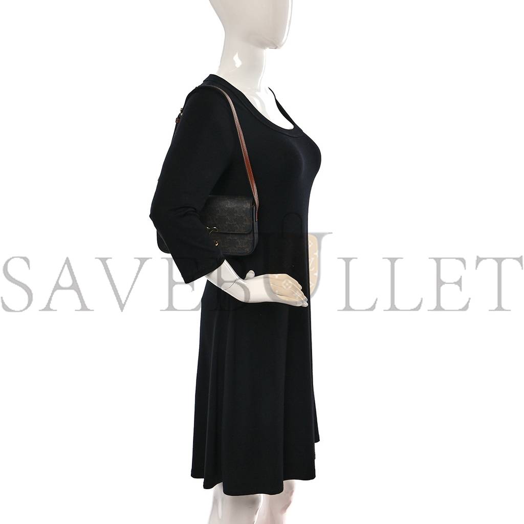 Ce**e canvas calfskin triomphe shoulder bag tan (20*11*4cm)