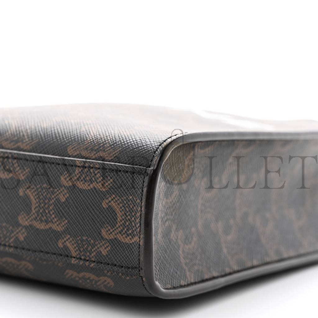 Ce**e triomphe canvas calfskin mini vertical cabas tan (20*17*6cm)