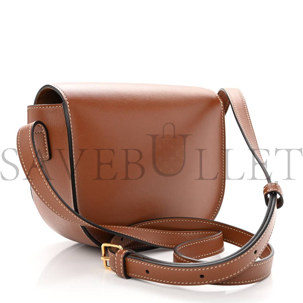 Ce**e smooth calfskin cuir triomphe folco crossbody bag tan (19*16*6cm)