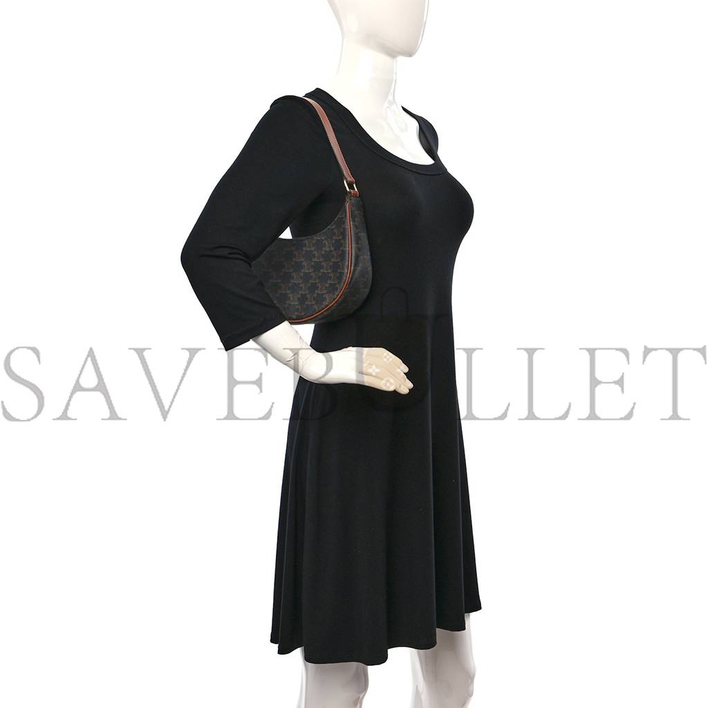 Ce**e triomphe canvas calfskin ava shoulder bag tan (24*12*7cm)