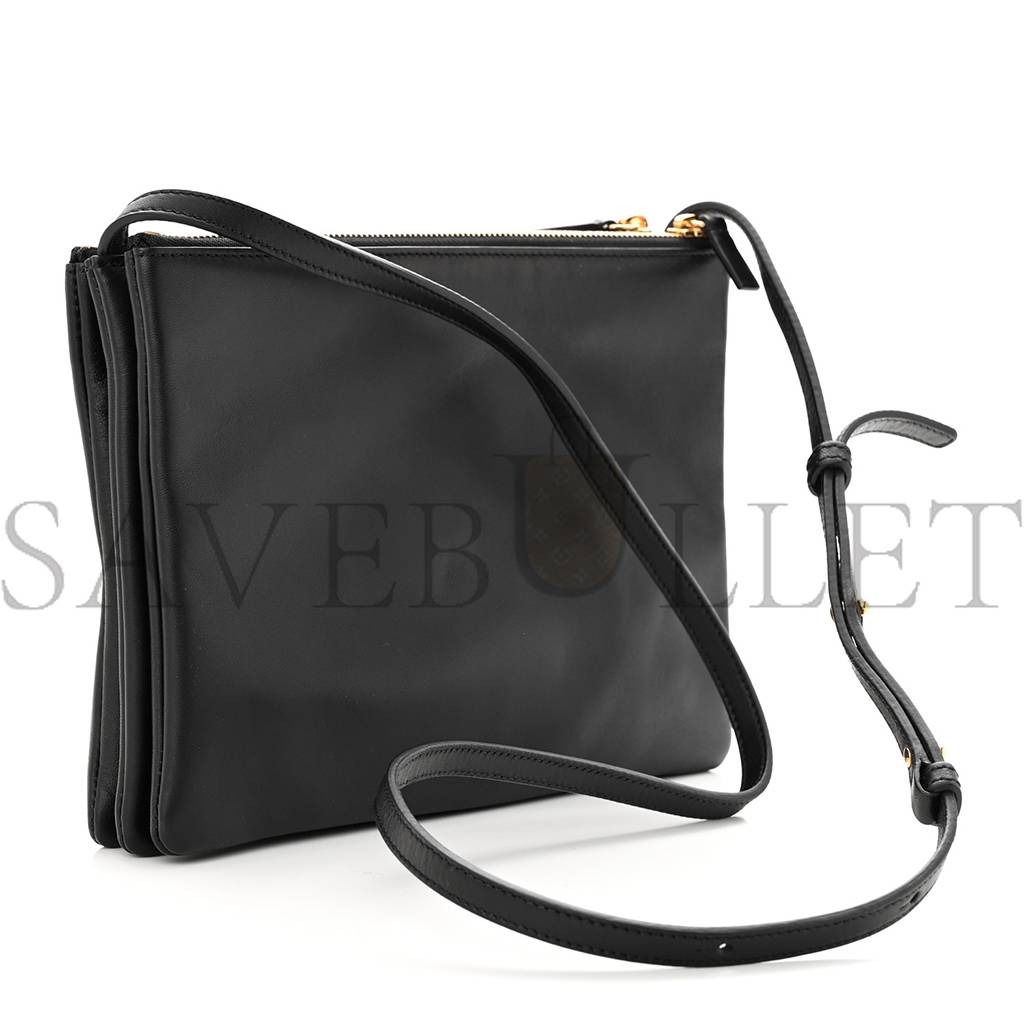 Ce**e lambskin large trio crossbody bag black (24*18*3cm)