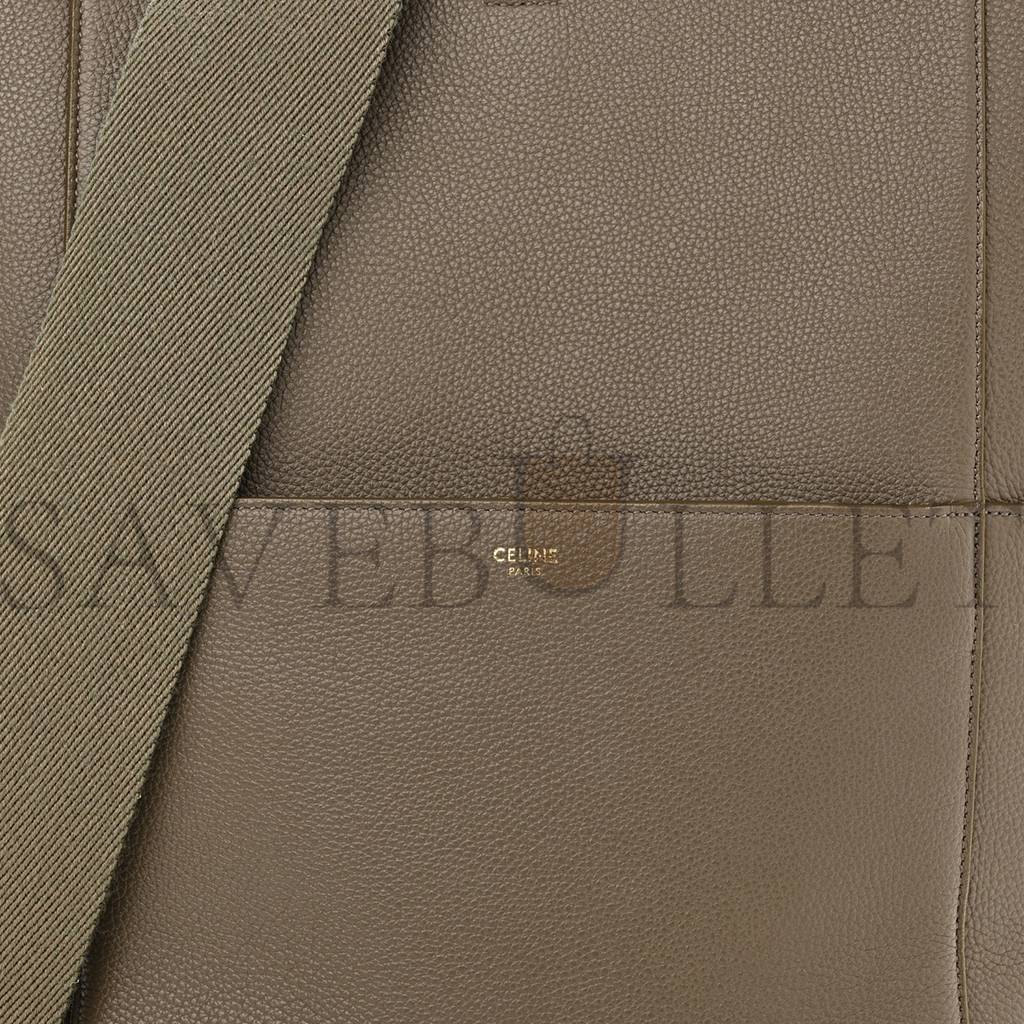 Ce**e soft grained calfskin sangle bucket bag taupe (33*23*17cm)