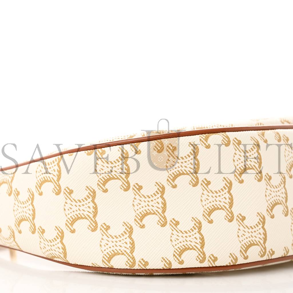 Ce**e canvas calfskin ava triomphe shoulder bag white (23*13*7cm)