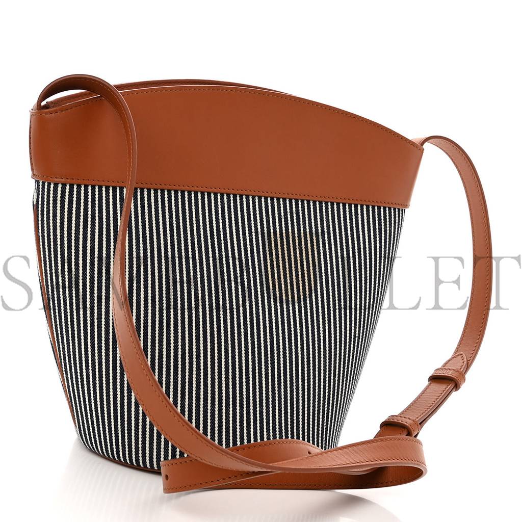 Ce**e textile calfskin crecy bucket bag blue tan (23*15*15cm)
