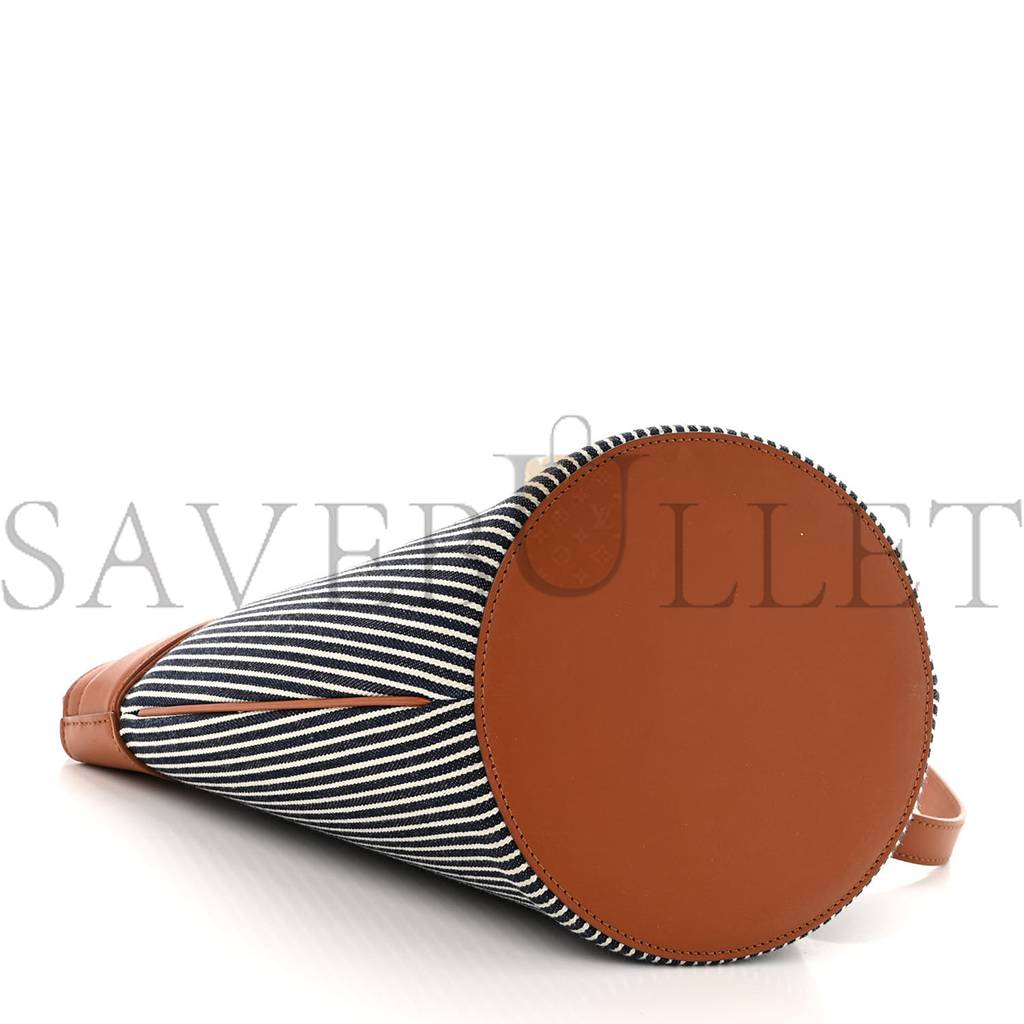 Ce**e textile calfskin crecy bucket bag blue tan (23*15*15cm)