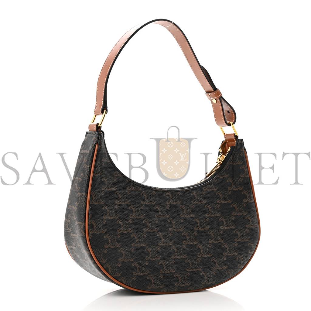 Ce**e canvas calfskin ava triomphe shoulder bag tan (25*19*7cm)