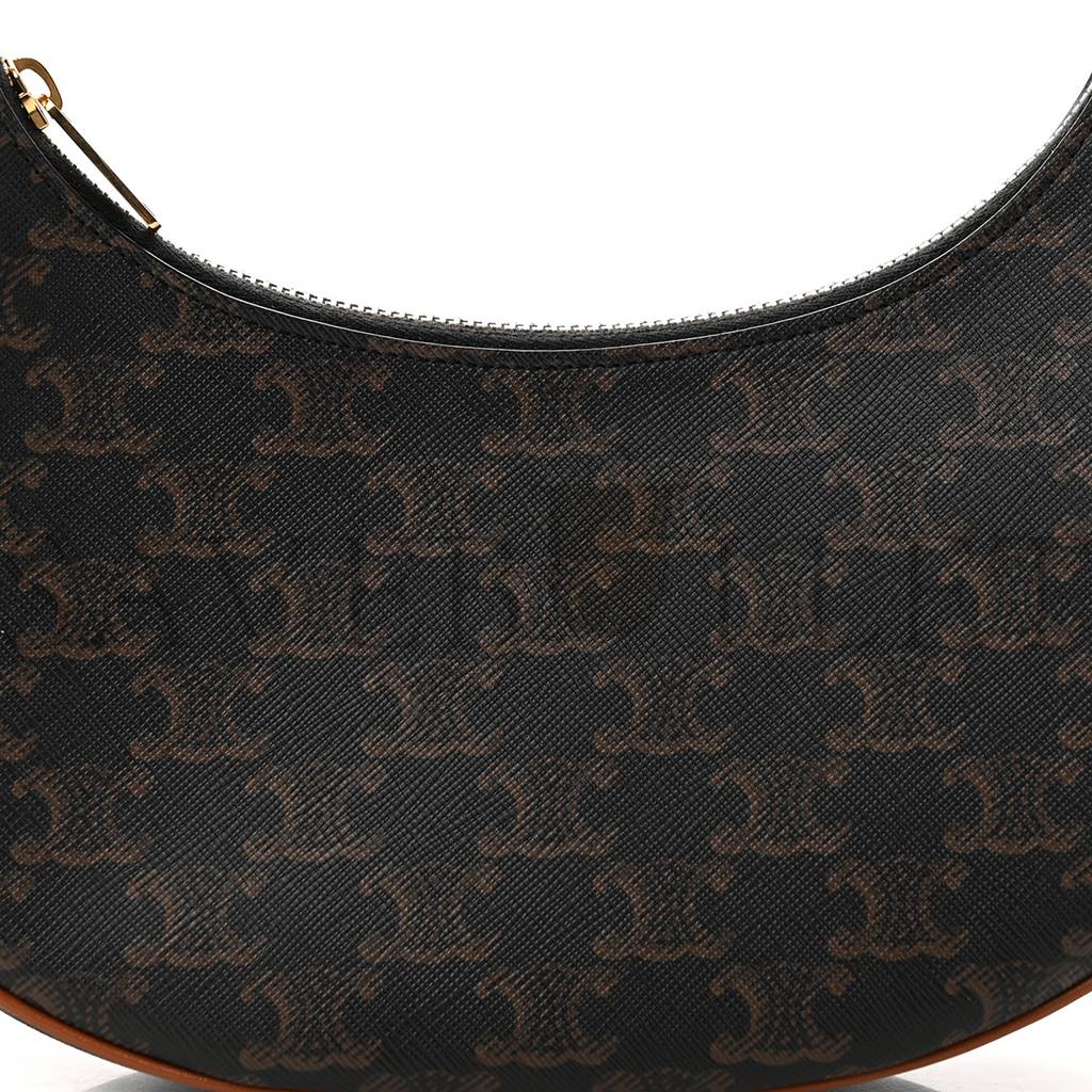 Ce**e canvas calfskin ava triomphe shoulder bag tan (25*19*7cm)