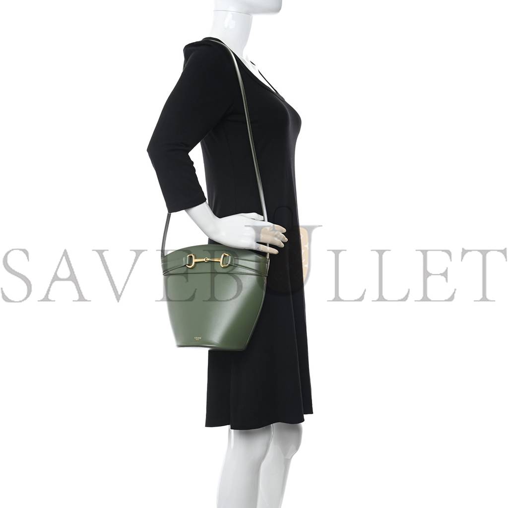 Ce**e calfskin crecy bucket bag green (23*15*15cm)