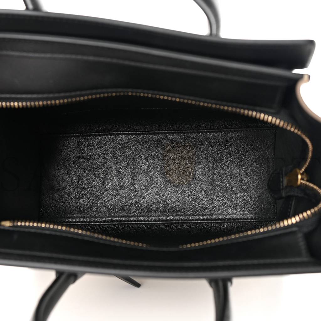 Ce**e baby grained calfskin nubuck nano tri-color luggage white light taupe (21*20*10cm)