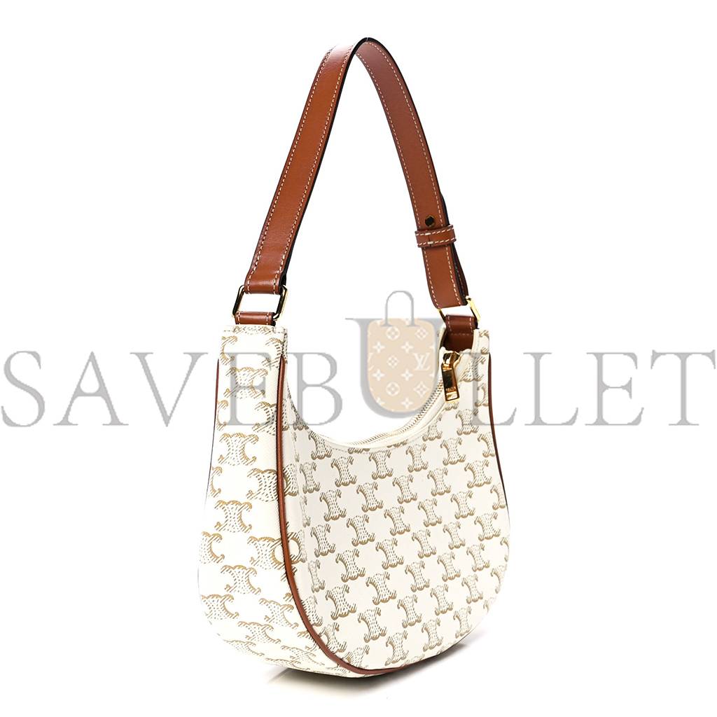 Ce**e canvas calfskin ava triomphe shoulder bag white (20*17*6cm)