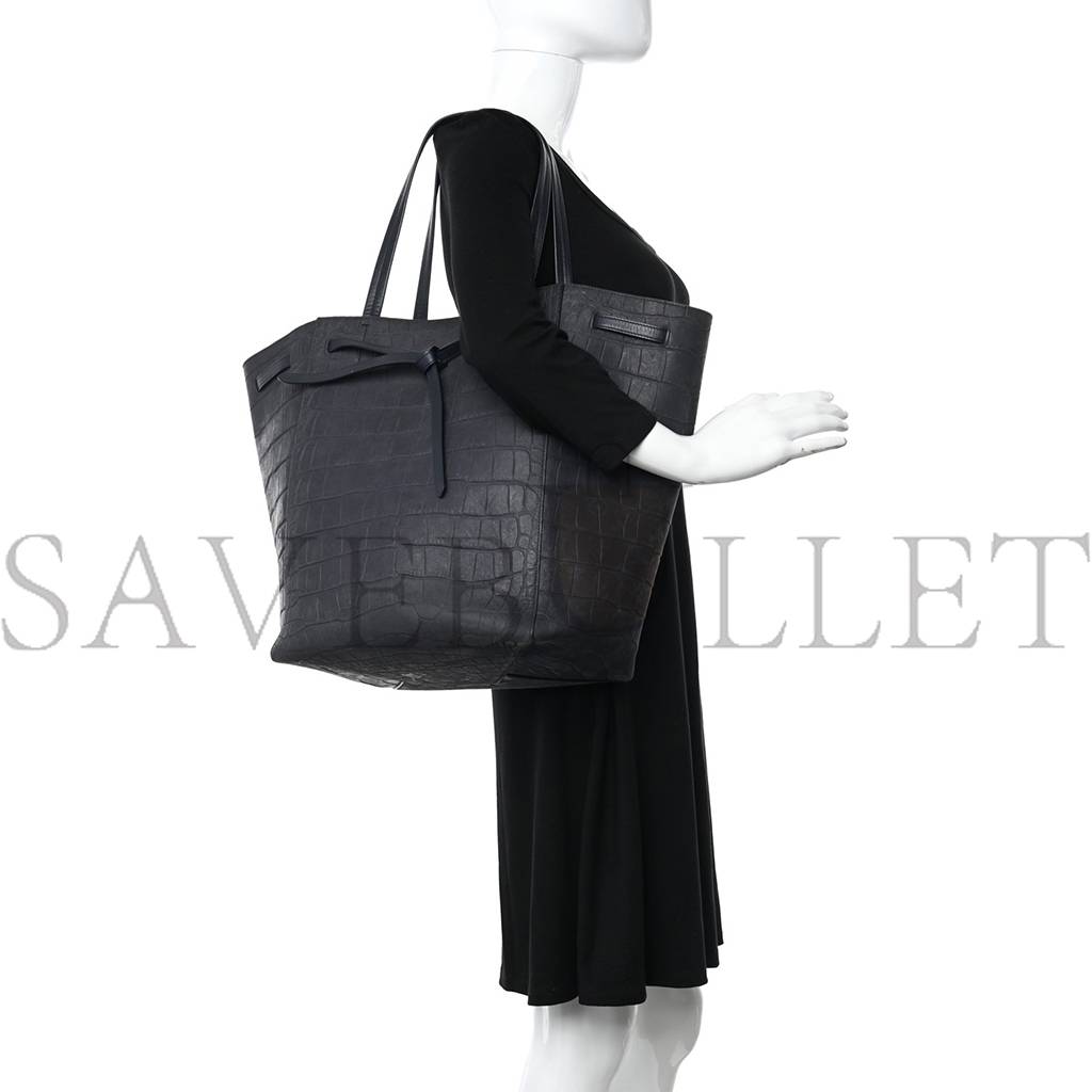 Ce**e nubuck crocodile embossed medium belt cabas phantom navy blue (34*28*20cm)