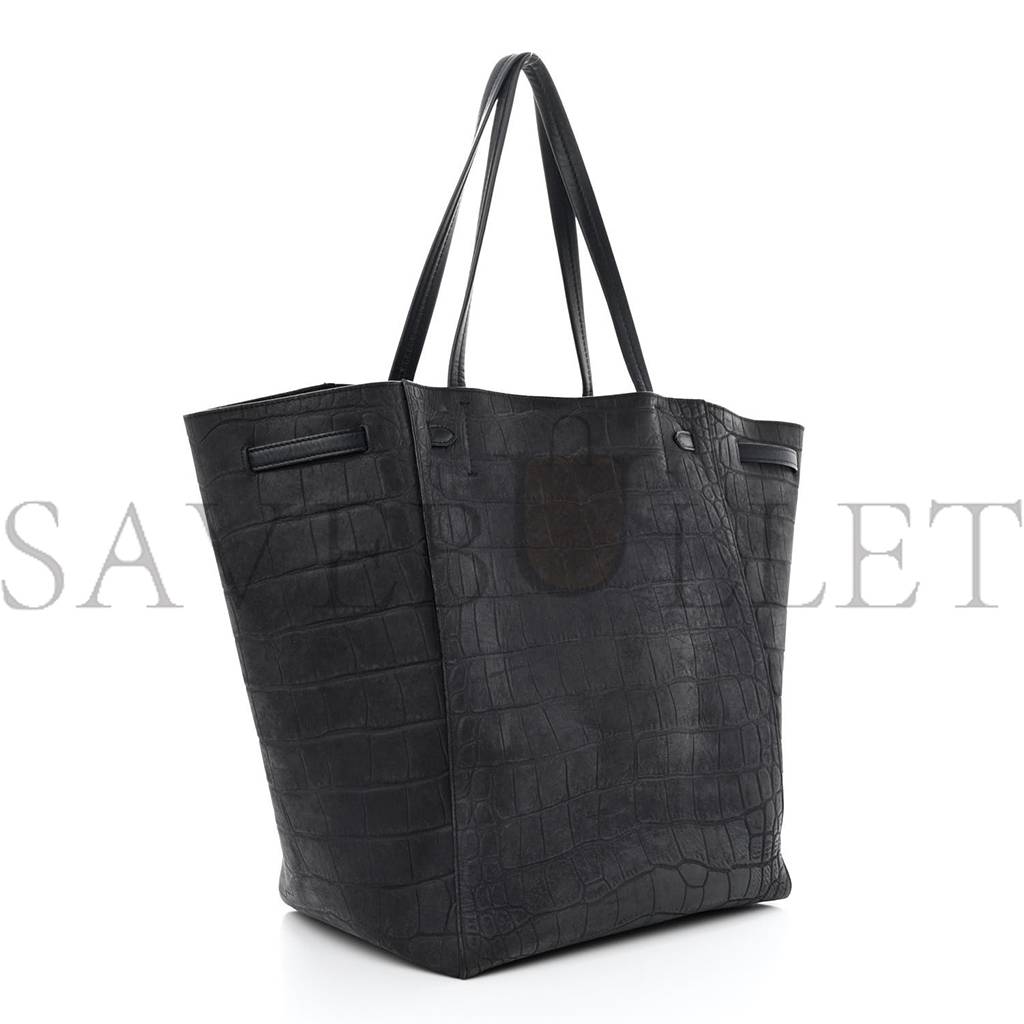 Ce**e nubuck crocodile embossed medium belt cabas phantom navy blue (34*28*20cm)