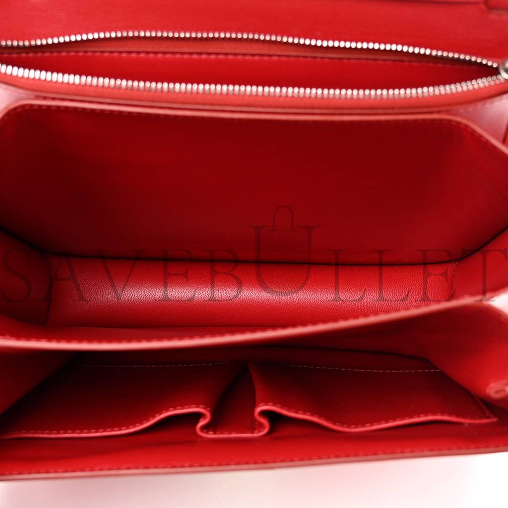 Ce**e box calfskin medium classic box flap bag red (23*18*6cm)