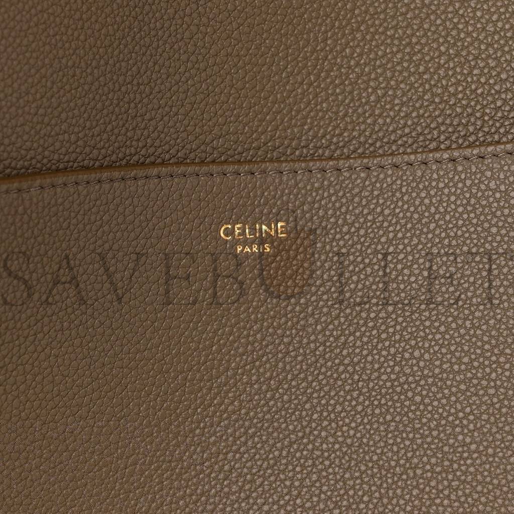 Ce**e soft grained calfskin sangle bucket bag taupe (28*23*17cm)