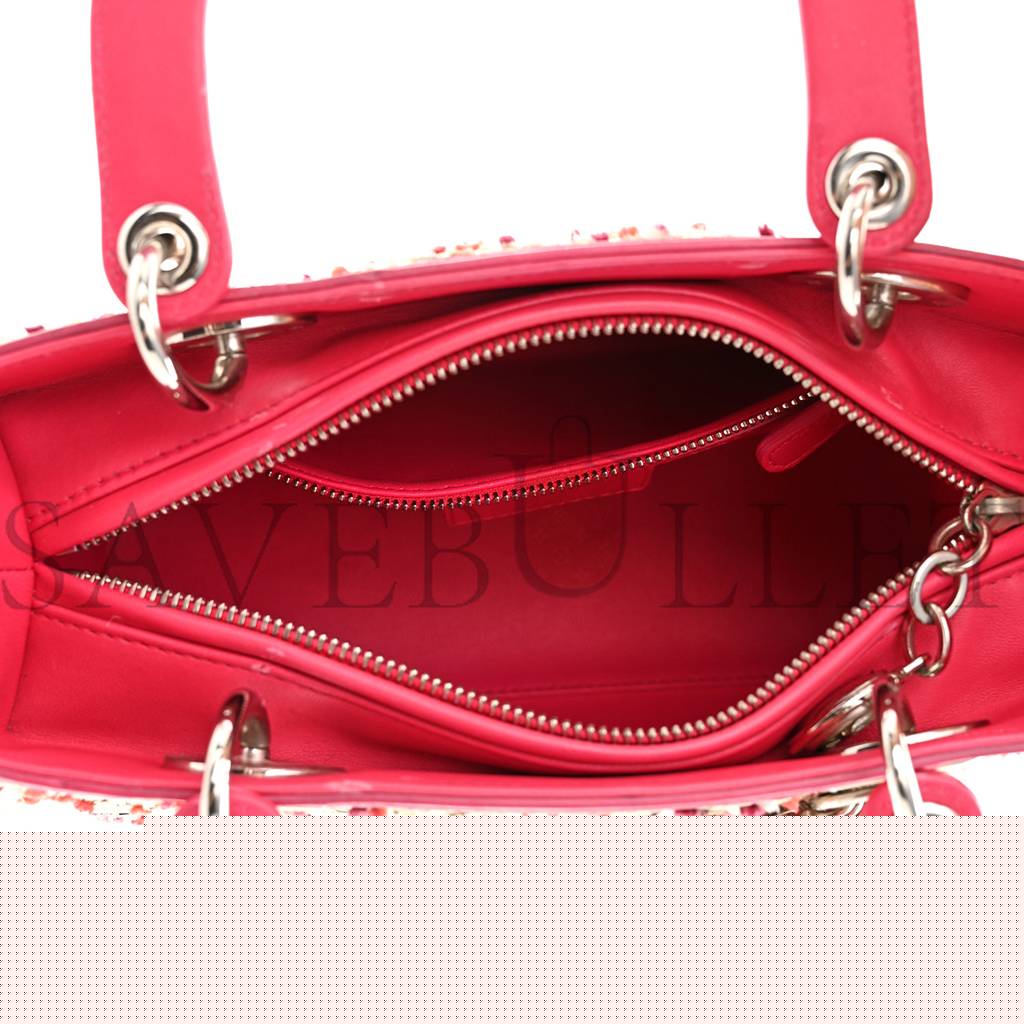 D*or raffia tweed medium lady D*or pink beige (24*20*12.1cm)