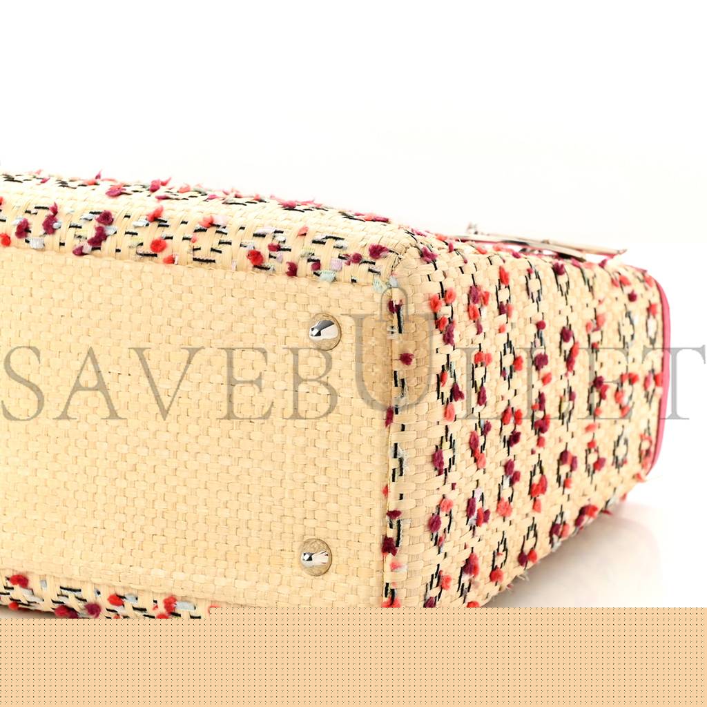 D*or raffia tweed medium lady D*or pink beige (24*20*12.1cm)