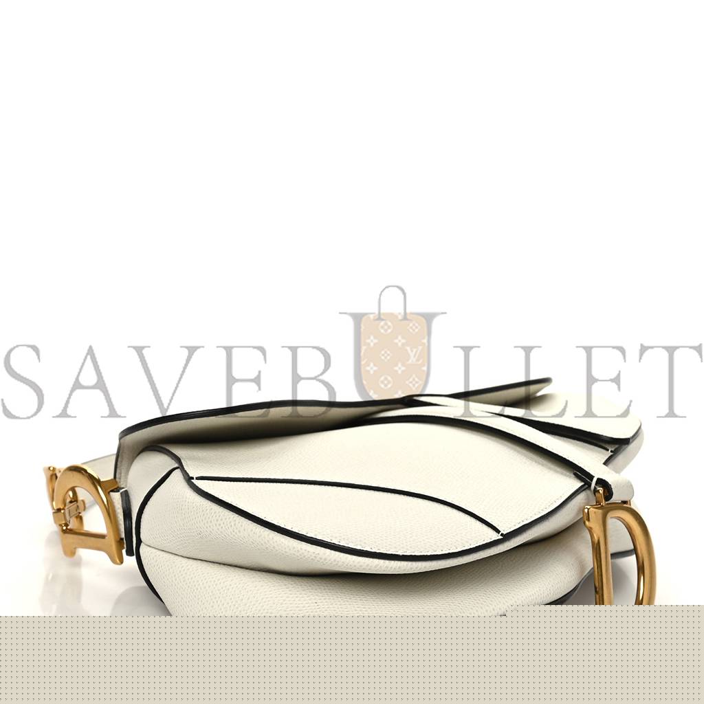 D*or grained calfskin saddle bag white (24*20*7cm)