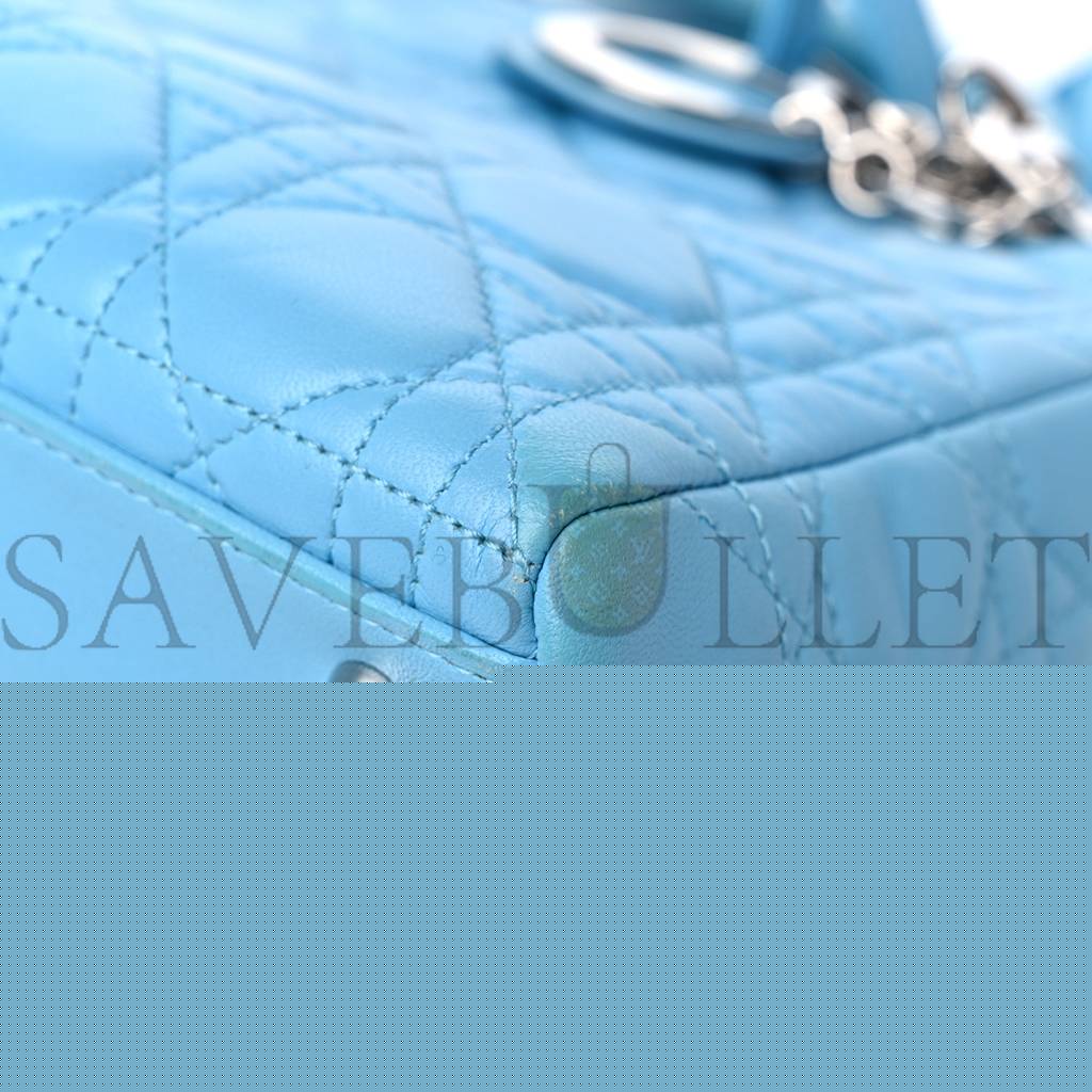 D*or lambskin cannage medium lady D*or light blue (25*20*12.1cm)