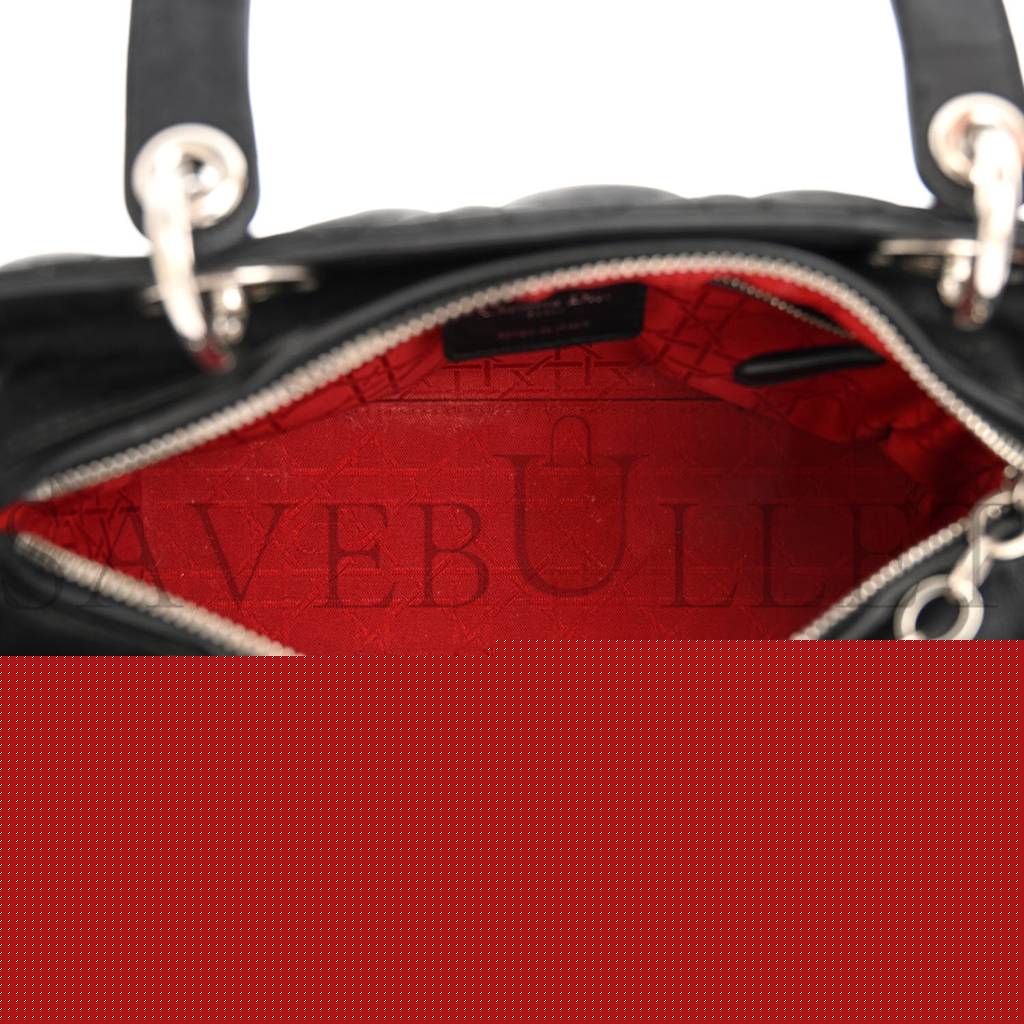 D*or lambskin cannage medium lady D*or black (23*20*11.4cm)