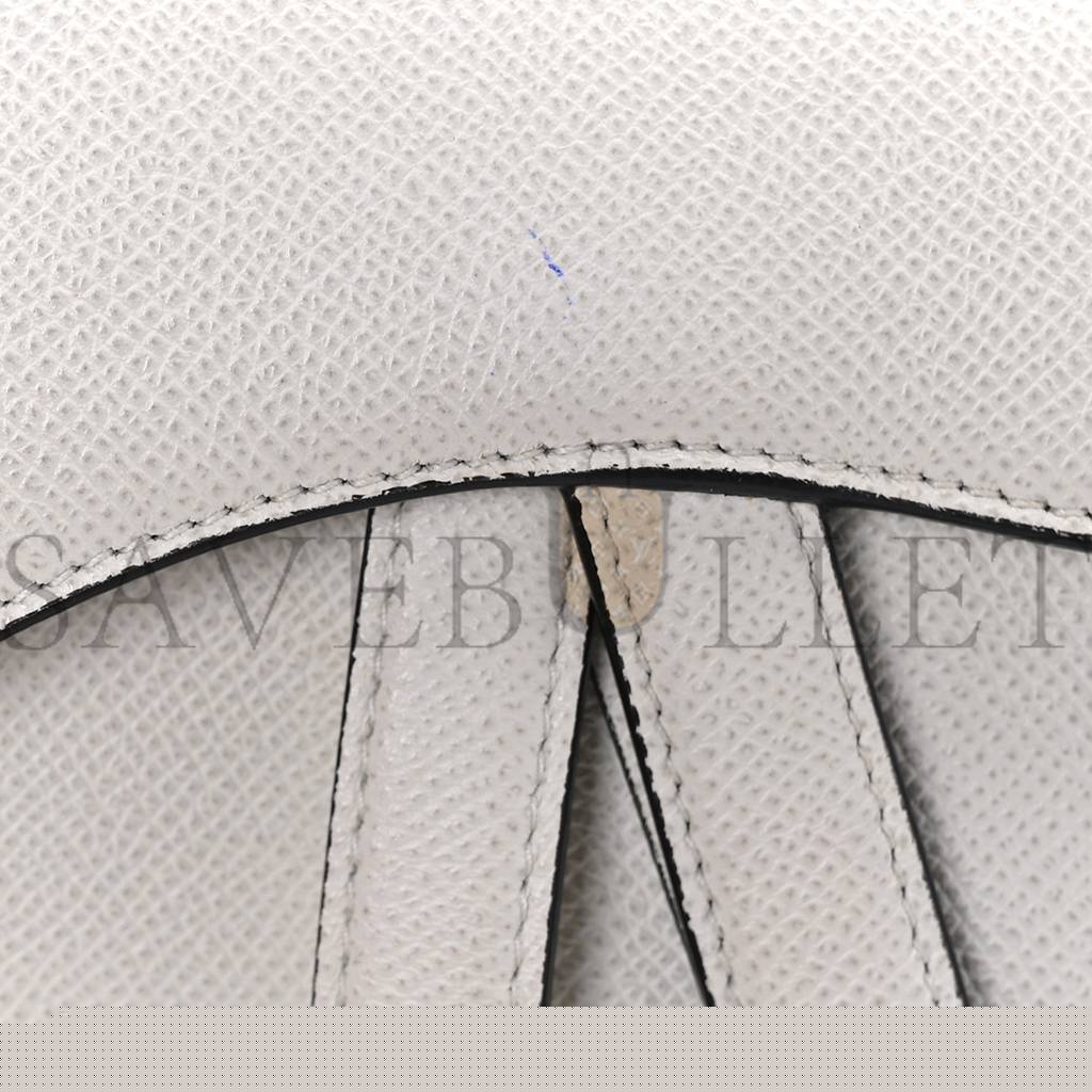 D*or grained calfskin mini saddle bag white (18*6.25*1.75cm)