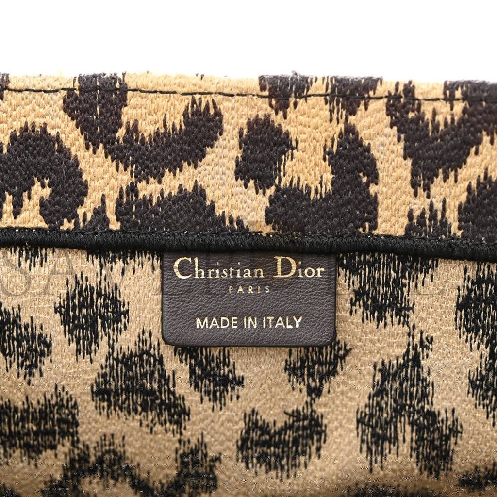 D*or canvas mizza embroidered large leopard book tote beige (42*33*15.2cm)