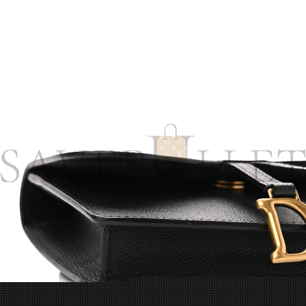 D*or grained calfskin saddle belt bag black (17*10*3.2cm)