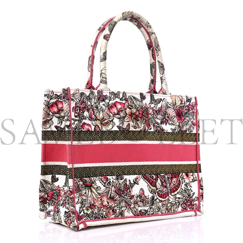 D*or canvas embroidered medium butterfly print book tote multicolor (36*26*17.1cm)
