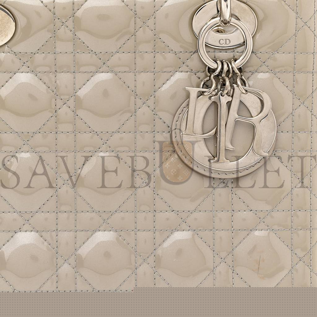 D*or pearlized patent cannage medium lady D*or grey (23*20*11.4cm)