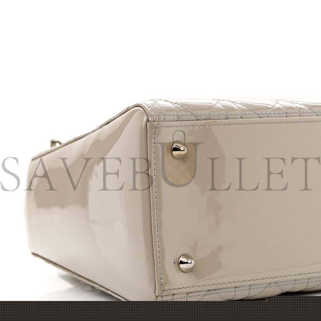 D*or pearlized patent cannage medium lady D*or grey (23*20*11.4cm)