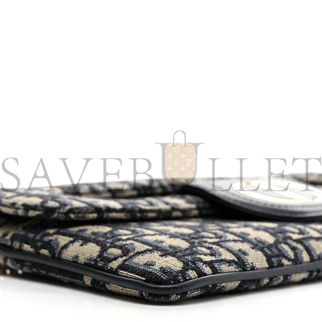 D*or oblique medium D*ordouble chain bag blue (28*17*1.9cm)