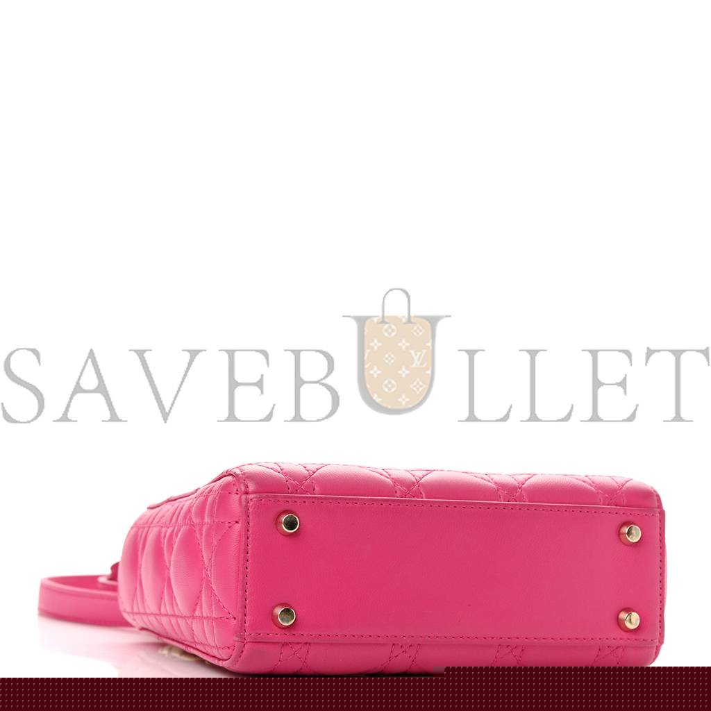 D*or lambskin cannage mini lady D*or fuchsia (17*15*7cm)