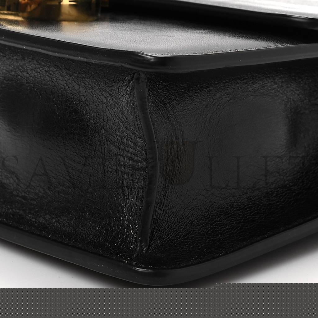 D*or shiny crinkled lambskin 30 montaigne flap bag black (24*18*6.4cm)