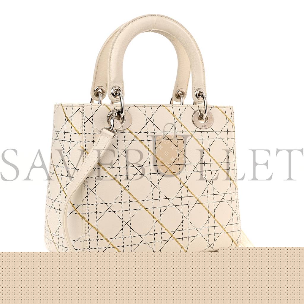 D*or calfskin cannage print medium lady D*or white (23*20*12.1cm)