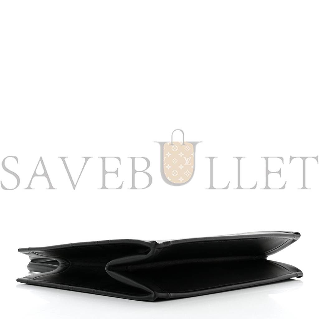 D*or calfskin embossed medium book tote black (36*27*17.8cm)