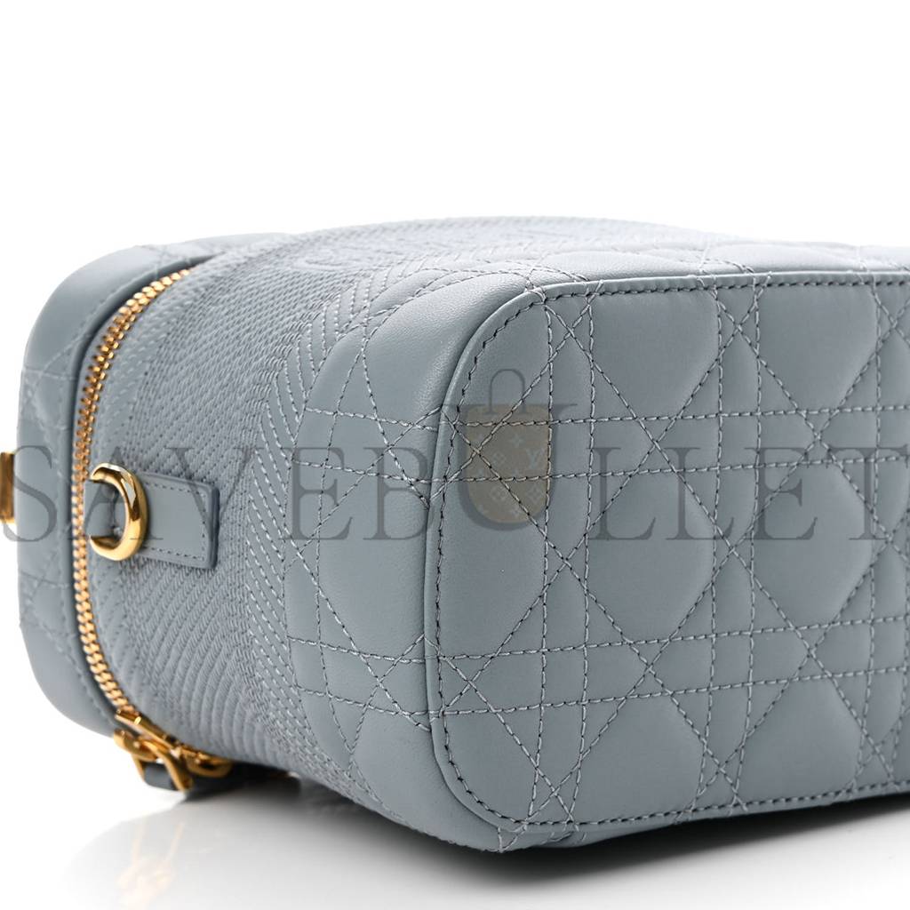 D*or lambskin cannage small D*ortravel vanity case cloud blue (18*13*10.8cm)