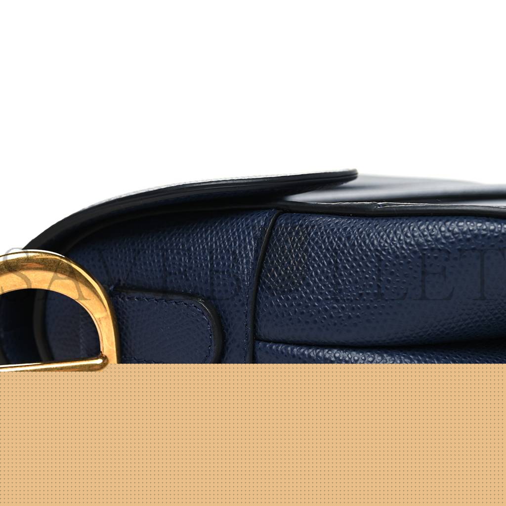 D*or grained calfskin saddle bag navy (23*20*6.4cm)